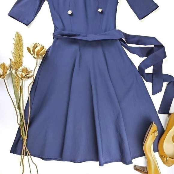 Comila Vintage 50 60's Style Navy Dress Size Small - Picture 8 of 15